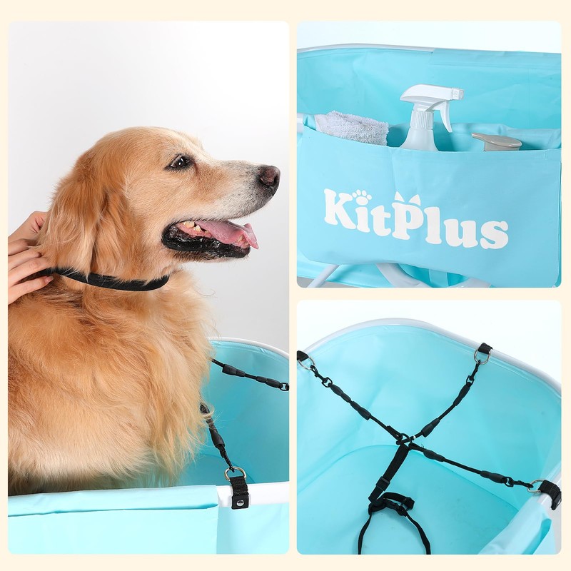 KITPLUS Elevated Dog Bathtub, 5 Height Adjustable Portable Dog Wash