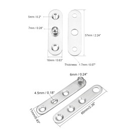 uxcell Stainless Steel Pivot Hinge 16 Sets, for 360 Degree Rotating Door, 8 Pcs: 60mm x 11mm and 8pcs: 57mm x 16mm