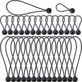 TCOTBE 30 Pcs Bungee Cords with Balls Safety Bungee Ball Cords Heavy Duty Tarp Ball Canopy Tie Down Cord Elastic String Ball with Elastic Rope Ties Fastener for Camping Canopies Tarps Shades