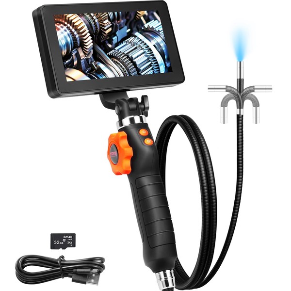 VEVOR Articulating Borescope Camera with Light, Two-Way Articulated Endoscope Inspection
