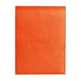 Rhodia 128214C Notepad N12 (with Faux Leather Protective Case, 9.5 x 13 cm, Lined, Chic and Elegant, Ideal for Your Notes) 1 Set, Tangerine