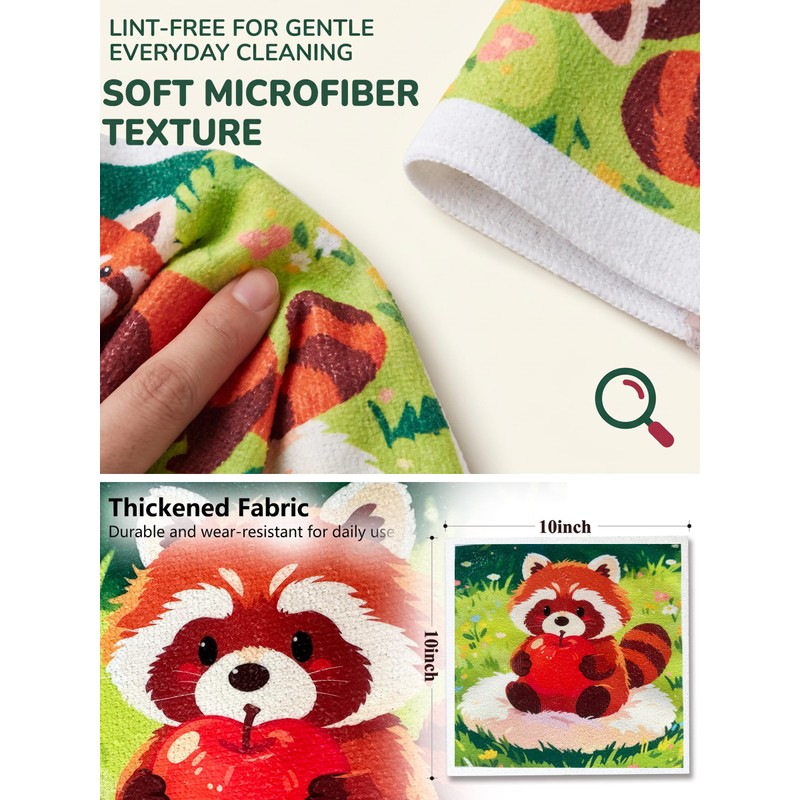 20pcs Animal Patterns Microfiber Cleaning Cloth Roll, Tear Away Washable