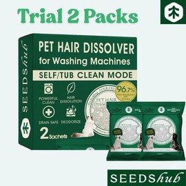 Seedshub Pet Hair Dissolver- Hair/ Pet Hair Remover,for Washing Machines, Pet Hair Removal, for dog and cat, Pet Owner Essentials, Washing Machine Cleaner, for Top and Front Load, deep cleaning, Deodorizer, Household Items, Home:_Trial 2 Packs