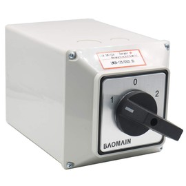 Baomain Rotary Cam Changeover Switch with Exterior Box 125A 12-Terminals 3 Positions 3-Pole (3 Phase) LW28-125/D303.3D AC 660V, Ideal for Motor Reversing, Power Distribution & Speed Control