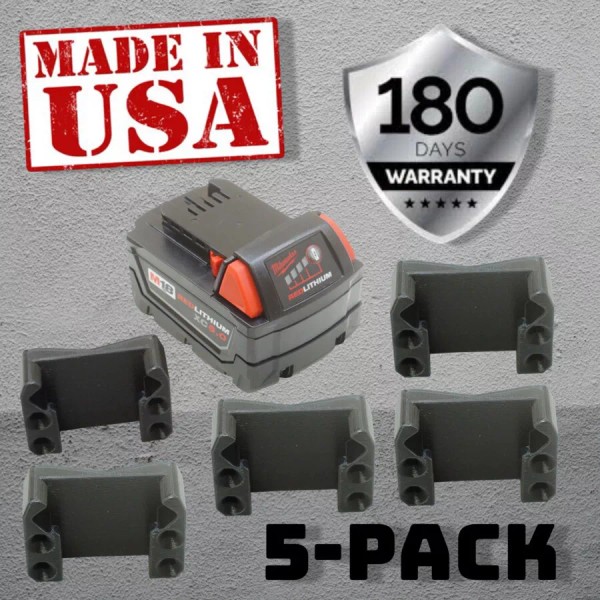 Speedway 5x Locking Milwaukee M18 Battery Holder Slide-in Wall Mount