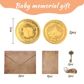 Dewocke Tooth Fairy Gift Set, Gold Fairy Coins for Kids, With Vintage kraft Paper Envelopes and Letter Paper, Tooth Receipts, Ideal First Tooth Souvenir and Keepsake, Reward for Lost Tooth, Set of 2