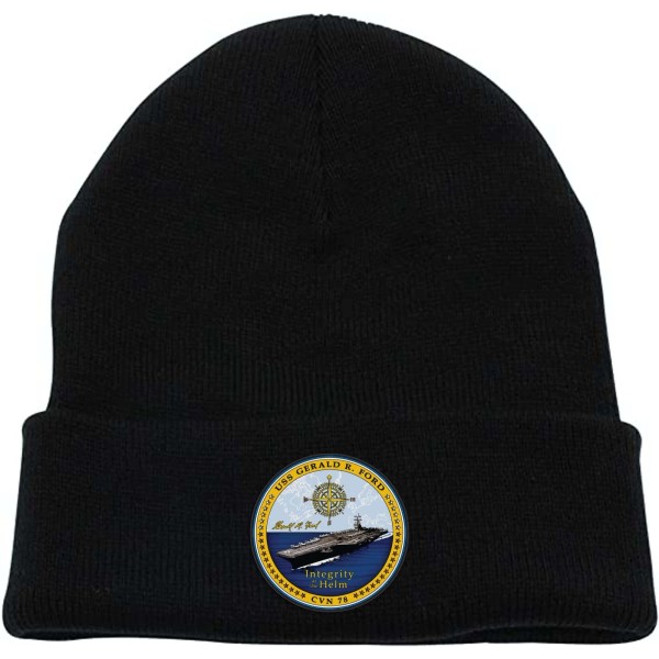 IYVM CVN-78 USS Gerald R. Ford Black Long Beanie Skull