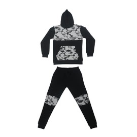 Bahob® Boys Tracksuit Activewear 2 Piece Fleece Pull Over Hoodie and Joggers Camouflage Contrast Tracksuit Set 5-14 Years (BFTS-53-D, 13-14 Years)