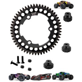 hopsupRC Metal Spur Gear 54T Transmission Gears with(15T+17T+19T) Pinions Gear Sets Upgrades Part for 1/10 New E-Revo2.0,1/5 X-Maxx,1/7 XO-1,45# Steel Spur Gear Hops Up,#6449 Black