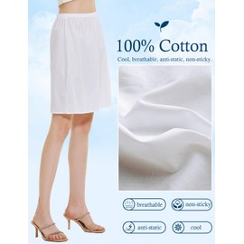 BEAUTELICATE Women's Half Slip 100% Cotton Vintage Underskirt, 20 Inch Length, White, Size L Fits UK(16 - 18)