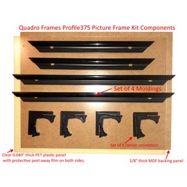 Quadro Frames 10x28 inch Picture Frame, Black, Style P375-3/8 inch Wide Molding, Box of 2