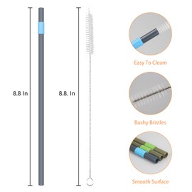 KLOWOAH Replacement Straws Compatible with Owala 24oz Tumbler, with 1 Brush,Pack of 6 (blue-grey)