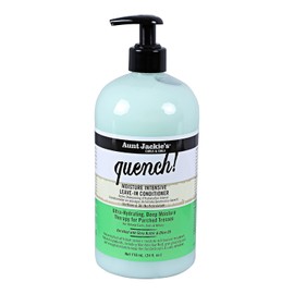 Aunt Jackie's Rizos y Bobinas Quench, Bomba Grande de Tamaño Familiar de 24Oz, Acondicionador de Cabello Sin Enjuague Intensivo de Humedad para Rizos Naturales, Bobinas y Ondas, Enriquecido Con Mantec