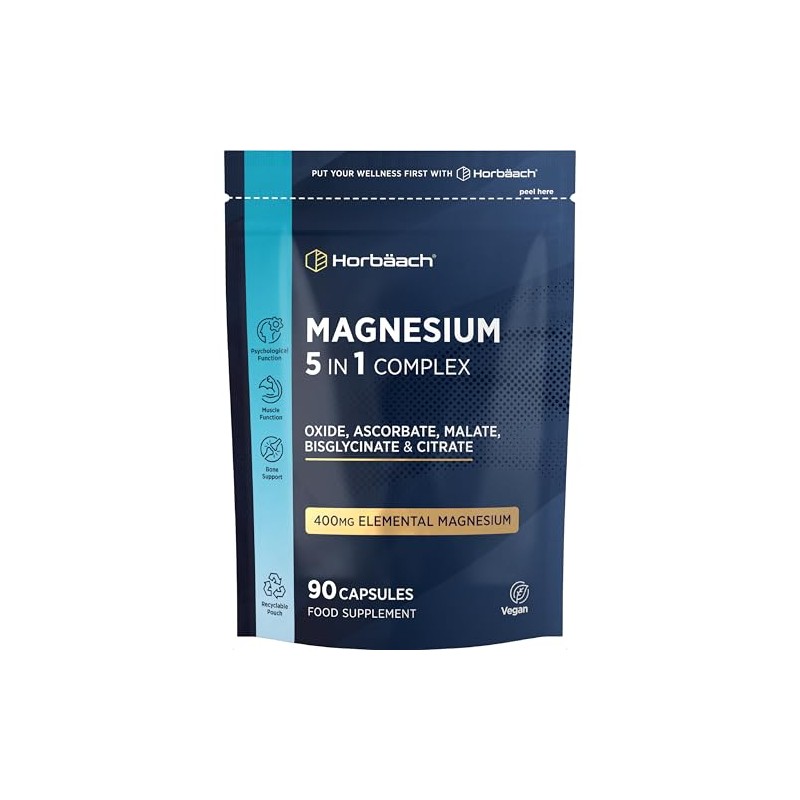Magnesium Glycinate 5-in-1 Complex | Bisglycinate, Citrate, Malate, Oxide &