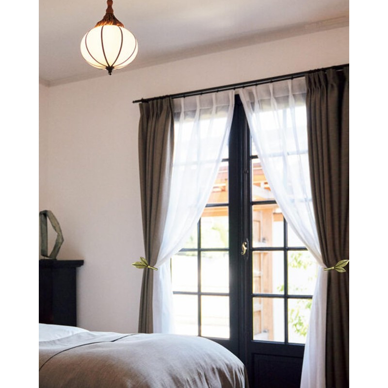 Antique Brass Curtain Holdbacks 2 Pack, Metal Olive Leaf Tiebacks