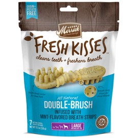 Merrick Fresh Kisses Double-Brush Dental Dog Treats With Mint Breath Strips For Large Breeds - 7 ct. Bag