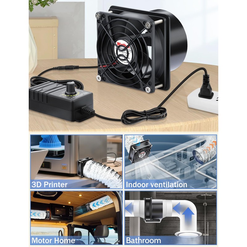 Wathai 80mm 12V DC Axial Exhaust Fan Small Fume Extractor