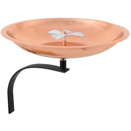 Oakestry BB-08-WM Dogwood Wall Mount Bracket Birdbath, Copper Plated and Colored Patina Finish, Black