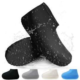 Favuit Waterproof Shoe Cover, Lightweight, Outdoor, Anti-Slip, Foldable, Protects from Rain, Snow, Mud, Easy to Wear Rain Gear, For Work or School Commutes, Cycling, Climbing, Unisex, M-25cm Black