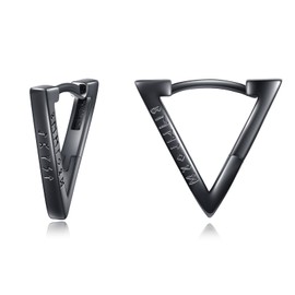 YFN Viking Earrings Sterling Silver Black Viking Rune Triangle Hoop Earrings Norse Jewelry Gifts for Women Viking Lovers