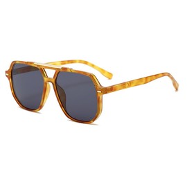 EJDHA Retro Oversized Sunglasses for All Face Shapes, Outdoor UV Blocking Sunglasses, Light leopard/dark grey, Unit size
