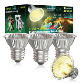 TobeBright 4Pack 50W Reptile Heat Lamp Bulbs,UVA UVB Reptile Light Bulb,E26 Heat Bulb for Reptiles,Dimmable Basking Light Bulb,Full Spectrum Sun Lamp for Turtle,Lizard,Bearded Dragon and Amphibians