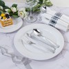 WELLIFE 50 Pack Silver Plastic Silverware with Pre Rolled Napkins,Wrapped