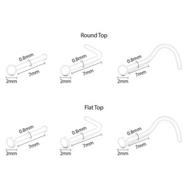 WillTen 30 Pieces 20G 18G Plastic Nose Stud Hide Piercing for School, 7 mm Plastic Clear Nose Piercing Corkscrew L Shape, Clear Piercing Retainers Jewellery Set for Women Men, Plastic