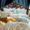 DXHOME Bed Linen 135 x 200 cm, Gold Blue Silk