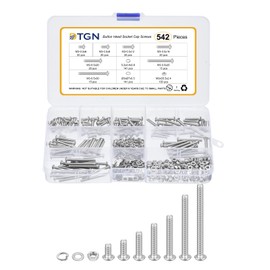 DTGN 542Pcs M3-0.5x6/8/12/16/20/25/30mm Button Head Socket Cap Screws - 304 Stainless Steel Bolt Nut Set Washer Assortment Kit - Good for Road Bicycle, Mountain Bike, Auto