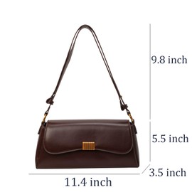Farcauo Small Purses for Women Vintage Shoulder Bags Women's Tote Handbags Trendy Crossbody Bag, Adjustable Strap Shoulder Bag PU Leather Dark Brown Clutch Purse