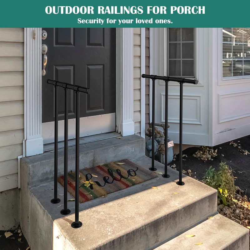 Deck Railings Metal Porch Railing Guard Rail Kit with Balusters