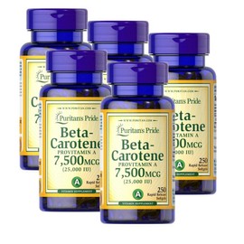 Puritans Pride Beta-Carotene Provitamin A 25000IU Softgel Puritans Pride Beta-Carotene, 5 units, 250 tablets / 퓨리탄스프라이드 베타카로틴 프로비타민A 25000IU 소프트젤 Puritans Pride Beta-Carotene, 5개, 250정