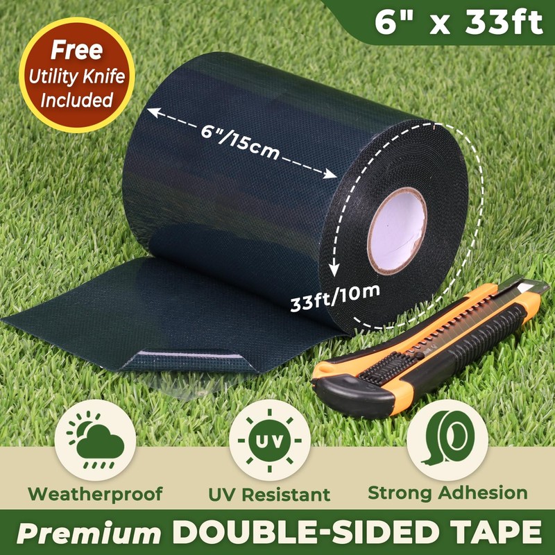 Linghou Double Sided Artificial Grass Tape 6" x 33' Glue