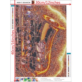 NIHO-JIUMA Saxophone Diamond Art Kits, Musical Instruments 5D Full Drill Diamond Painting Gift for Teenagers, Home Decor (30x40cm/12x16inches)