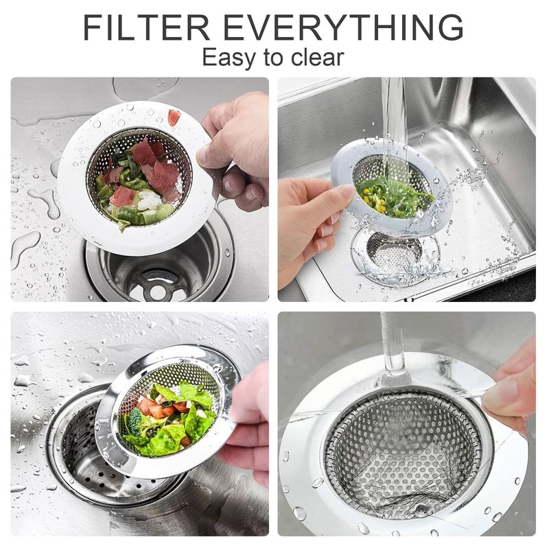 2pcs Heavy Duty Stainless Steel Slop Basket Filter Trap, 4.5"