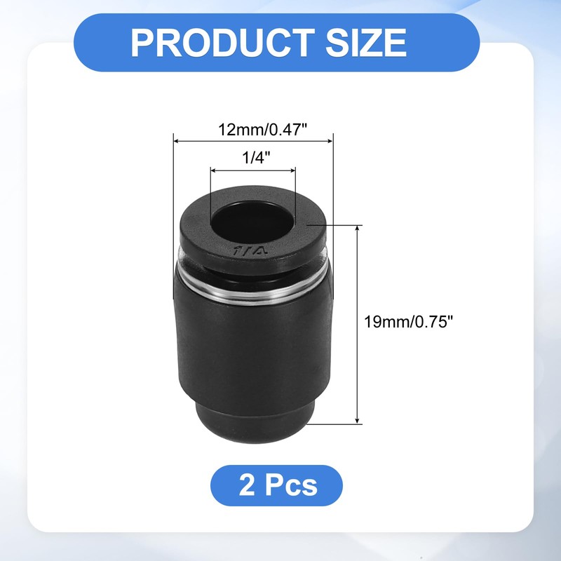 sourcing map 4Pcs Pneumatic Cap Style Plug Fittings, 1/4" Tube