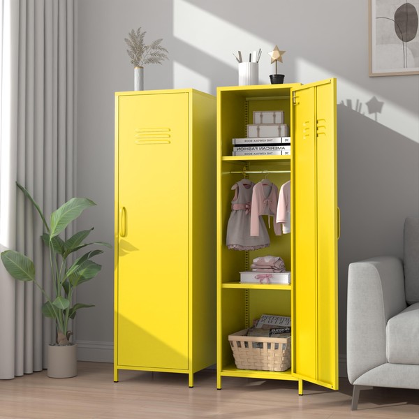 erosoei 1 Door 51.3" Metal Locker Storage Cabinet Steel Kids