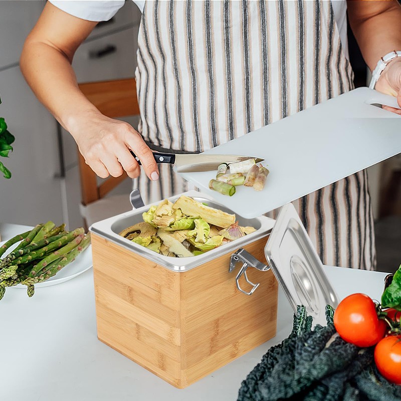 AQQHSAIN Compost Bin Kitchen with Lid Countertop Compost Bin Indoor