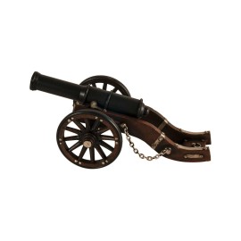 HomeRoots 3" Brown and Black Metal Louis XIV Cannon Hand Painted Sculpture