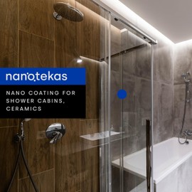 Nanotekas - Nano Glass Coating 2-in-1 Kit - Shower Glass and Ceramic protector. Water Repellent spray for glass and Glass Guard for shower doors - Shield against soap residue and hard water stains