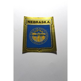 1972 VINTAGE GULF OIL NEBRASKA STATE FLAG TRAVEL STICKER DECAL WITH HISTORY