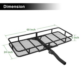 Leader Accessories Trailer Hitch Cargo Carrier Rack, 60"x24"x6" Folding Cargo Carrier Hitch Mount, Vehicle Cargo Basket for SUV, RV, Truck, Van, Fits 2" Receiver 500 lbs Load Capacity