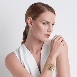 Hammered Chunky Cuff Bracelets for Women Vintage Boho Wide Bangle Bracelets Irregular Statement Bracelet Thick Arm Cuff Gold Silver Bracelet