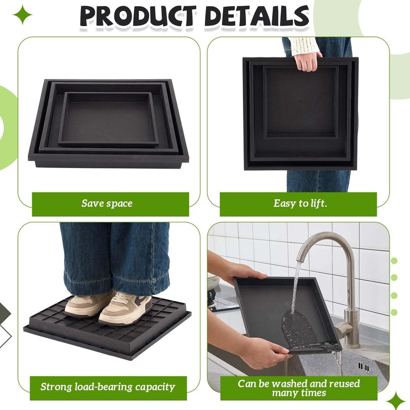 Kritkin 3 Size Square Stepping Stone Mold Internal Diameters 9.3"
