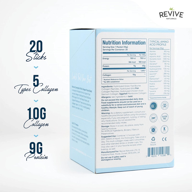 Multi Collagen Protein Powder Packets - Types I, II, III,