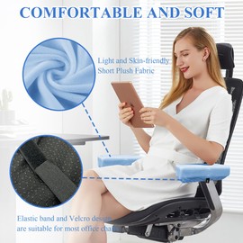 SPRING SEAON Office Chair Arm Covers Soft Memory Foam Arm Rest Pads Short Plush Gaming Chair Armrest Cushion Provide Cushioning for Elbows and Forearms 2 Pack Chairs Covers for Arms (Light Blue)