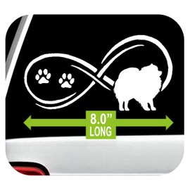 Pomeranian Pom Infinity Pet Paw Decal Sticker for Car Window 8 Inch BG 285