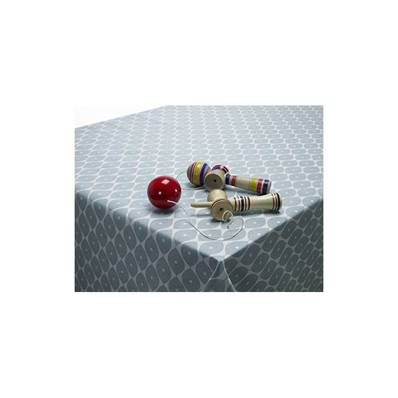 Wipe Clean Tablecloth PVC Vinyl Oilcloth Duck Egg Geometric Ovals
