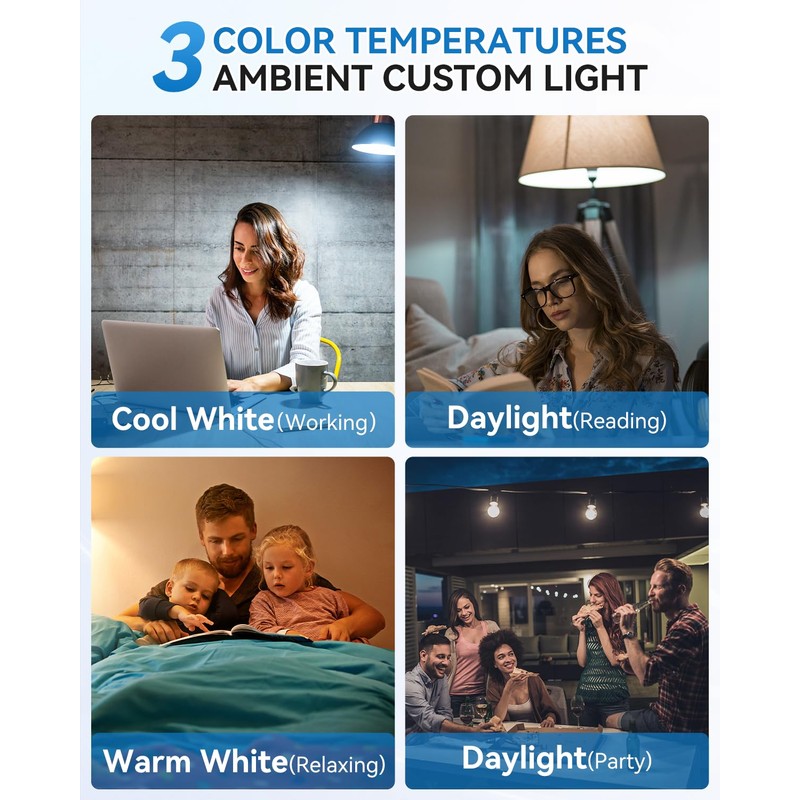 LUXKAZSAZZI WirelessGlow Rechargeable Light Bulbs with Remote, 3 Color Temperatures